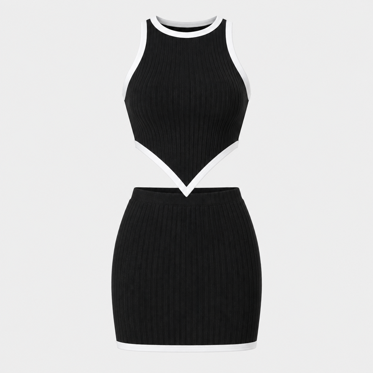 Black contrast two-piece product photo